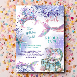 Splish splash magic mermaid birthday bash invitation