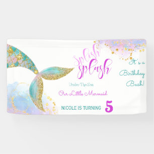 Splish splash mermaid birthday bash banner