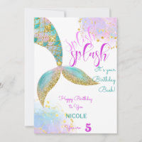 Splish splash mermaid birthday card