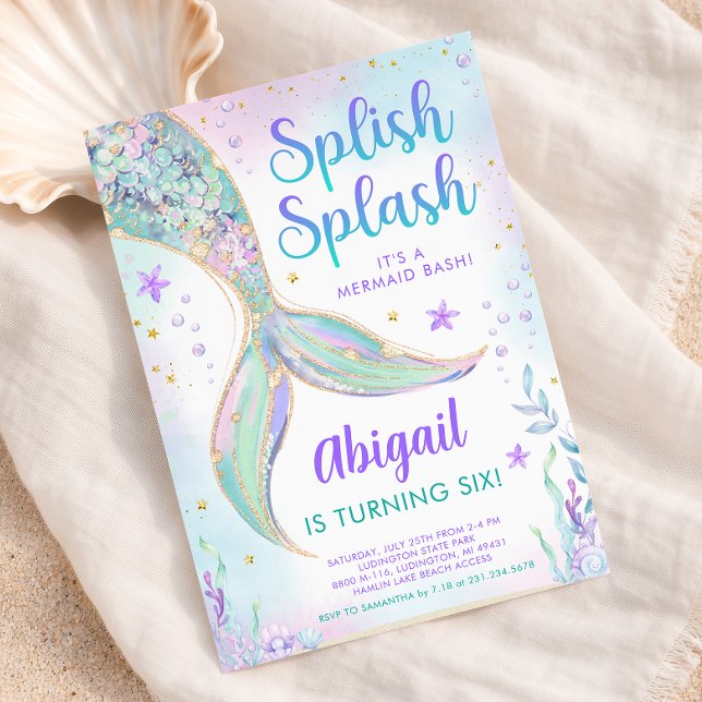 Splish Splash Mermaid Birthday Invitation (Splish Splash Mermaid Birthday Invitation)