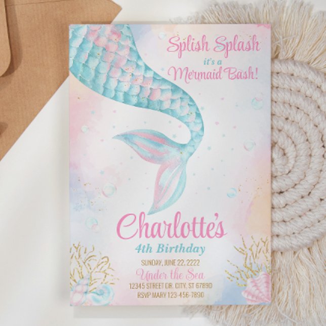Splish Splash Mermaid Birthday Invitation  (Creator Uploaded)