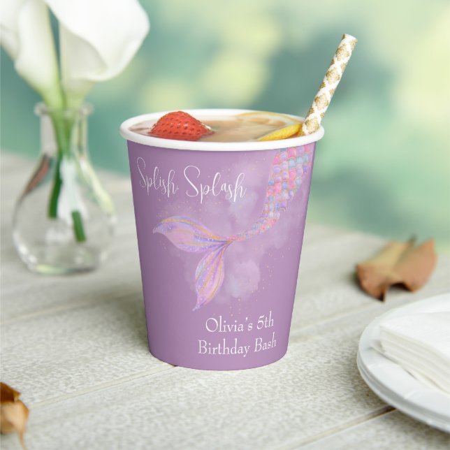 Splish Splash Mermaid Birthday Paper Cups (Insitu)