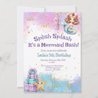 Splish Splash Mermaid Party Invitation