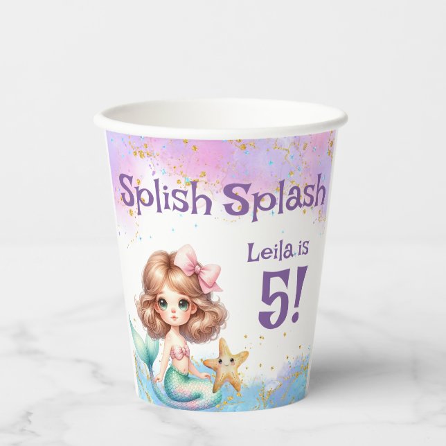 Splish Splash Mermaid Party  Paper Cups (Front)