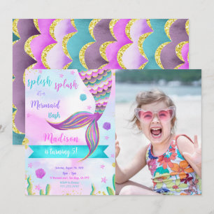 Splish Splash Mermaid Photo Invitation