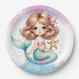 Splish Splash Mermaid Plain Party Plates