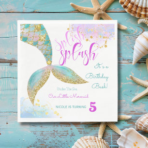 Splish splash mermaid pool birthday  napkin
