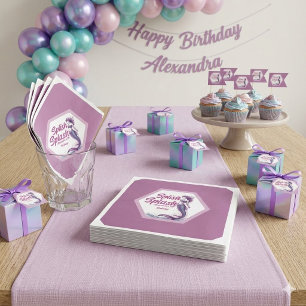 Splish Splash Mermaid Pool Party Birthday  Napkin