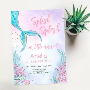 Splish Splash Mermaid Under the Sea Birthday Invitation