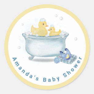 Splish Splash Mummy Duck Bathtub Baby Shower Classic Round Sticker