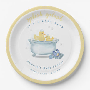 Splish Splash Mummy Duck Bathtub Baby Shower Paper Plate