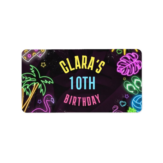 Splish Splash Party Glow Party Editable Label (Front)