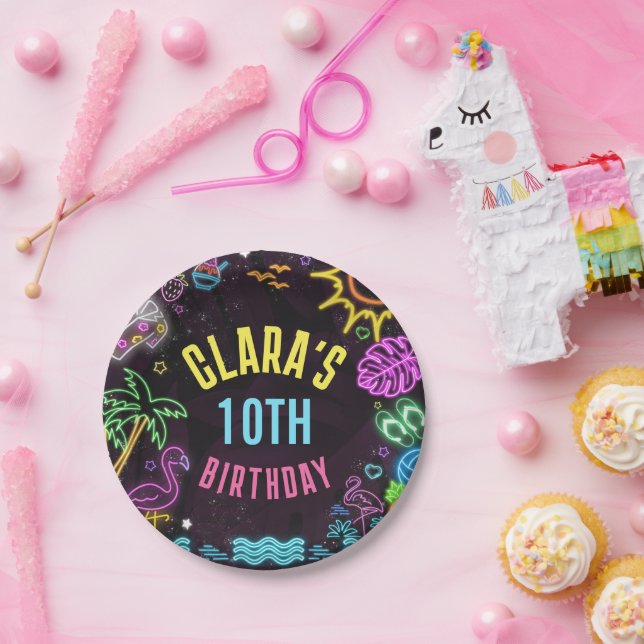 Splish Splash Party Glow Party Paper Plate (Party)