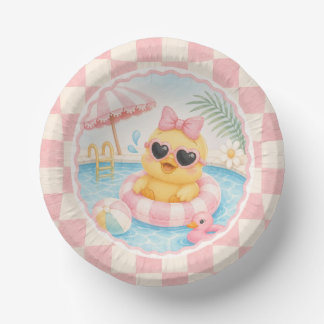 Splish Splash Pink Duck Pool Party Paper Plates