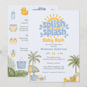Splish Splash Pool/Beach All-In-One Baby Shower Invitation