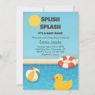 Splish Splash Pool Party Baby Shower Invitation