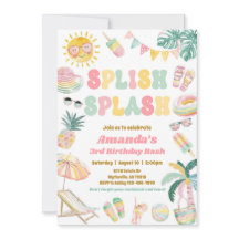 Splish Splash Pool Party Birthday Invitation