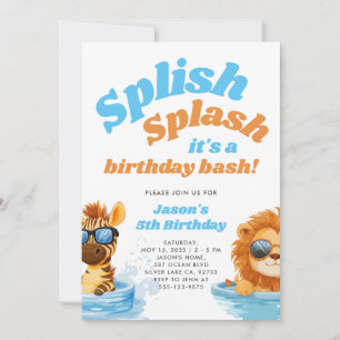 Splish Splash Pool Party Boy Birthday Invitation