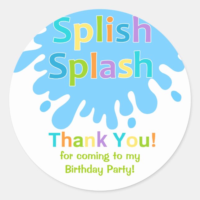 Splish Splash Pool Party Boy Birthday Sticker (Front)