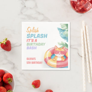 Splish Splash Pool Party Girl Birthday Napkin