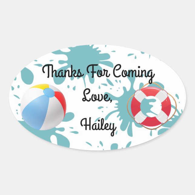 Splish Splash Pool Party Thank You Sticker (Front)
