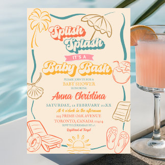 Splish Splash Retro Baby Bash Baby Shower Invitation