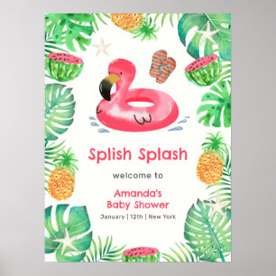 Splish Splash Sea Beach Pool Baby Shower Welcome   Poster