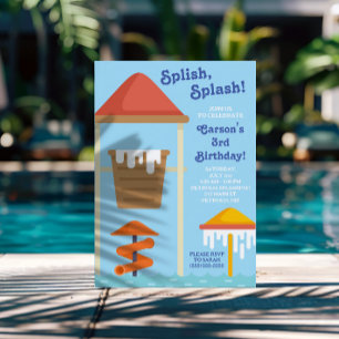 Splish, Splash! Splash Pad, Water Park Birthday Invitation