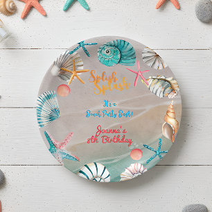 Splish splash summer beach birthday party paper plate
