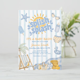 Splish Splash Summer Blue Baby Shower Invitation