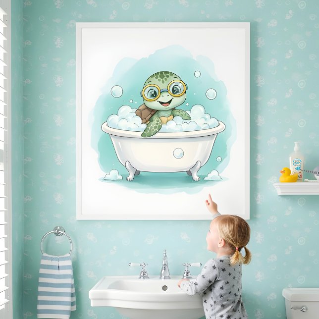Splish Splash Turtle Time Kids Bathroom Wall Art (Creator Uploaded)