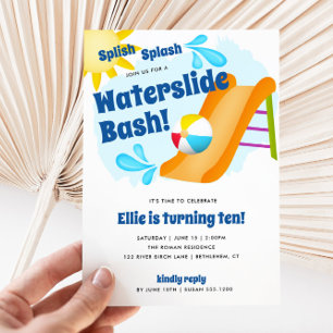 Splish Splash Waterslide Bash, Summer Fun Birthday Invitation