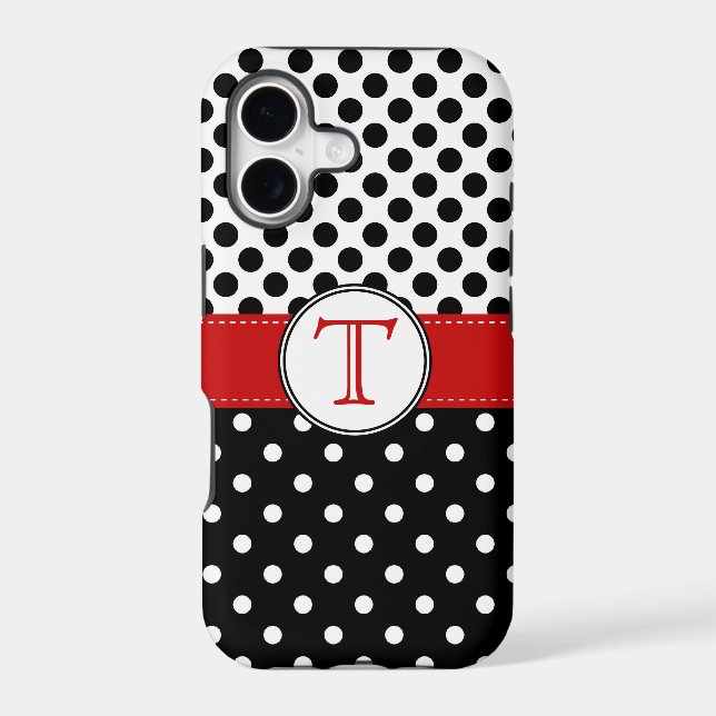 Split Black White Polka Dot RedvMonogram (Back)