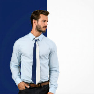 Split Colour Navy Blue & White Tie