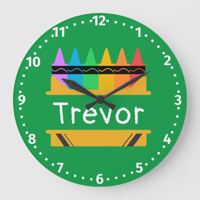Split Crayon Box Personalised Kids Room Large Clock (Front)