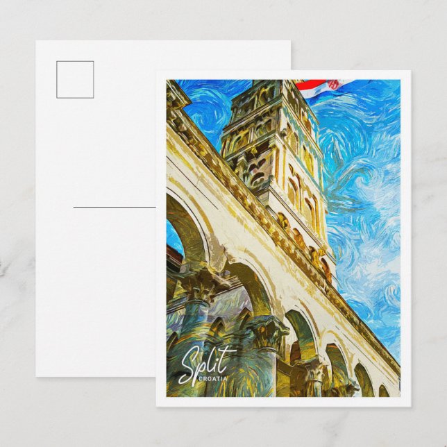 Split Croatia Beautiful Oil Paint City Postcard (Front/Back)