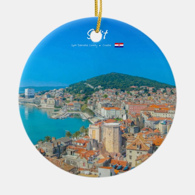 Split, Croatia - Coastal City Ceramic Tree Decoration (Front)