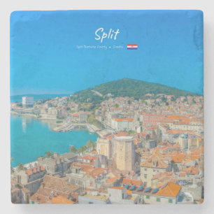 Split, Croatia - Coastal City Stone Coaster