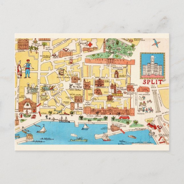 Split Croatia Colourful Postcard (Front)