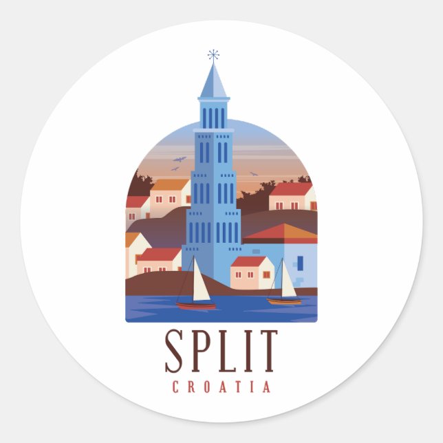 Split Croatia Dalmatia Vintage Classic Round Sticker (Front)