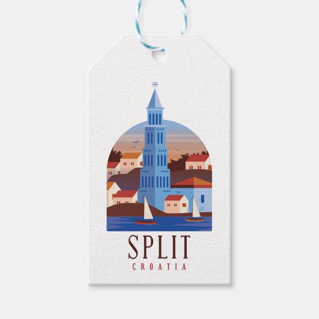 Split Croatia Dalmatia Vintage Gift Tags (Front)