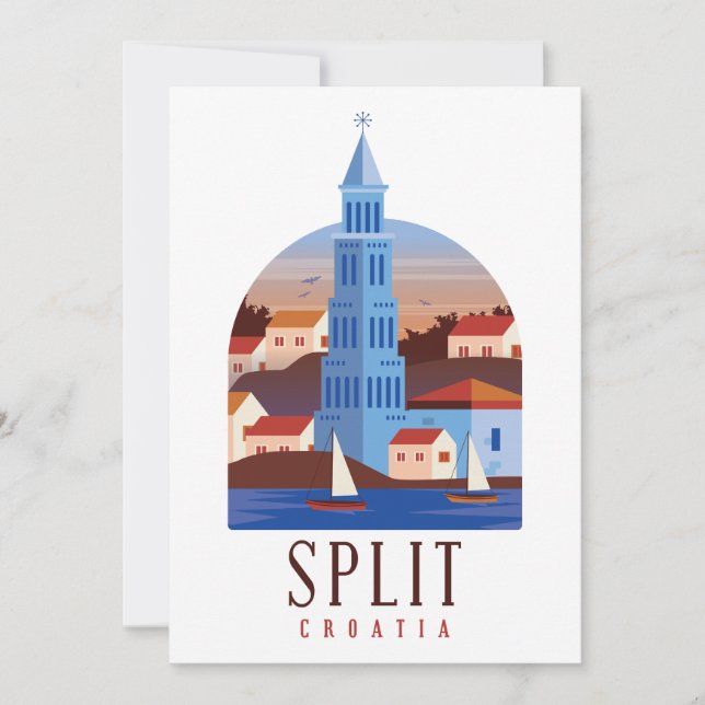 Split Croatia Dalmatia Vintage Invitation Card (Front)