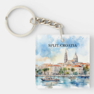 Split Croatia Dalmatia Watercolor  Key Ring
