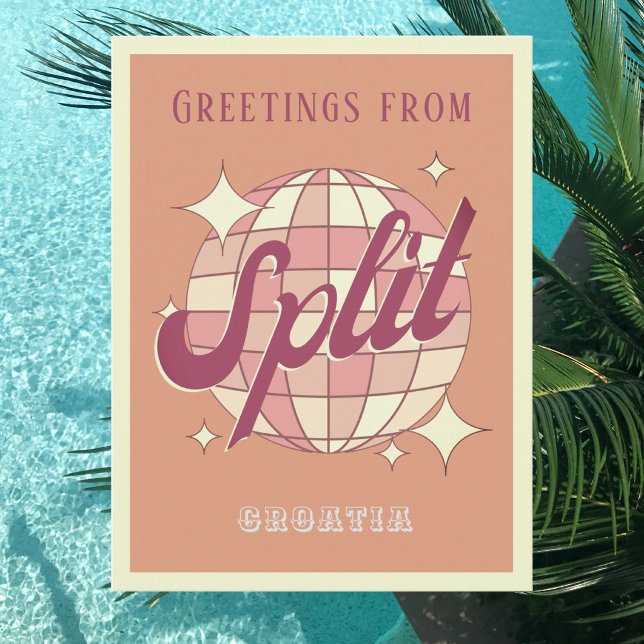 Split Croatia Retro Vintage Party Postcard (Creator Uploaded)