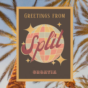 Split Croatia Retro Vintage Party Postcard