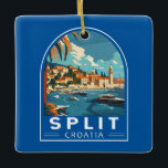 Split Croatia Travel Art Vintage Ceramic Ornament<br><div class="desc">Split retro vector travel design. Split,  historically known as Spalato,  is the second-largest city of Croatia after the capital Zagreb,  the largest city in Dalmatia and the largest city on the Croatian coast.</div>