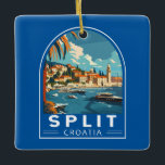 Split Croatia Travel Art Vintage Ceramic Ornament<br><div class="desc">Split retro vector travel design. Split,  historically known as Spalato,  is the second-largest city of Croatia after the capital Zagreb,  the largest city in Dalmatia and the largest city on the Croatian coast.</div>
