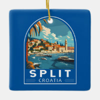 Split Croatia Travel Art Vintage