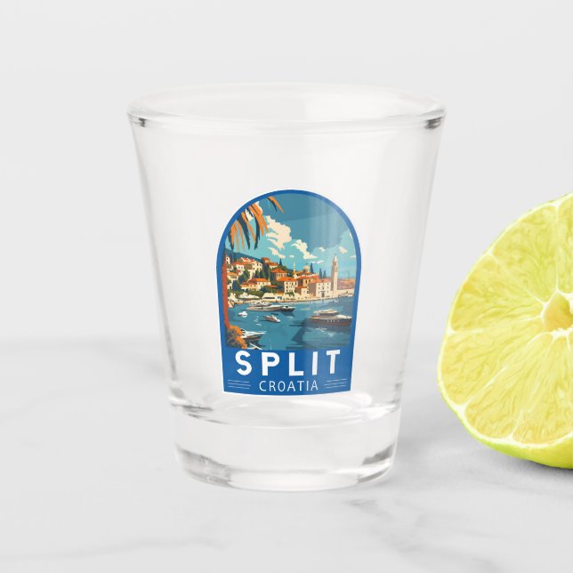 Split Croatia Travel Art Vintage Shot Glass (Front)