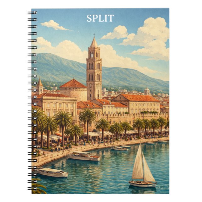 Split Croatia Vintage Adriatic Coast Notebook (Front)